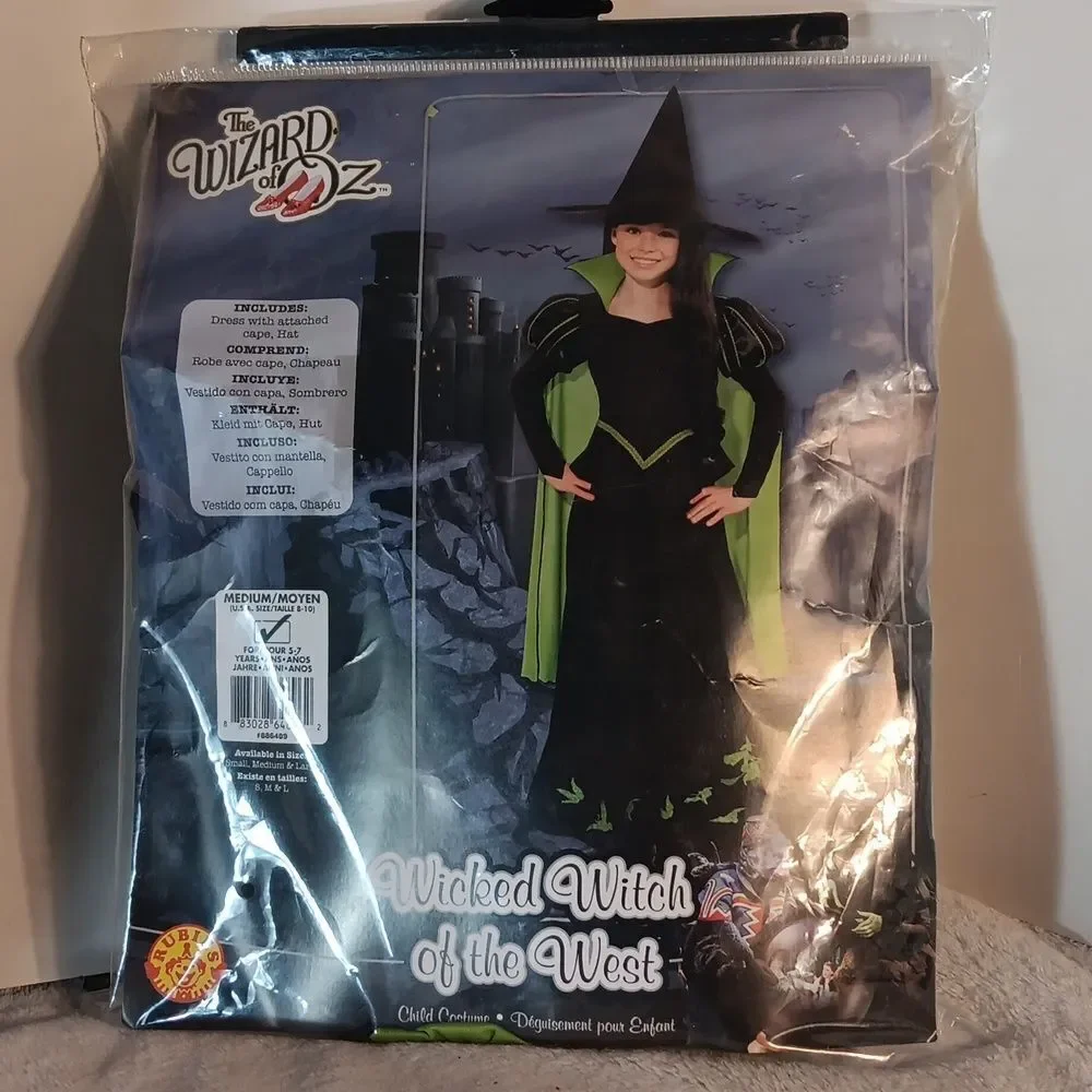 Kids Wizard Of Oz Wicked Witch Of The West Costume with Green Accents
